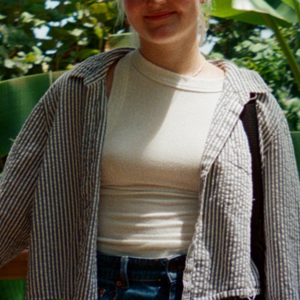 Cropped Striped Button-Up Shirt